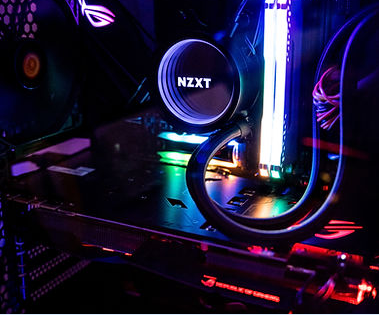 Custom desktop computer illuminated with RGB lighting